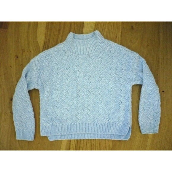 Osh Kosh B’gosh Girls Chenille Sweater Ice Blue Sz 6 6X Mock Neck Comfy Soft - Picture 1 of 9